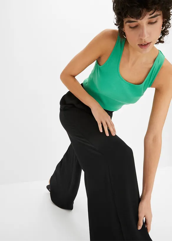 Pantaloni a palazzo fluenti con cinta comoda a vita alta, bonprix