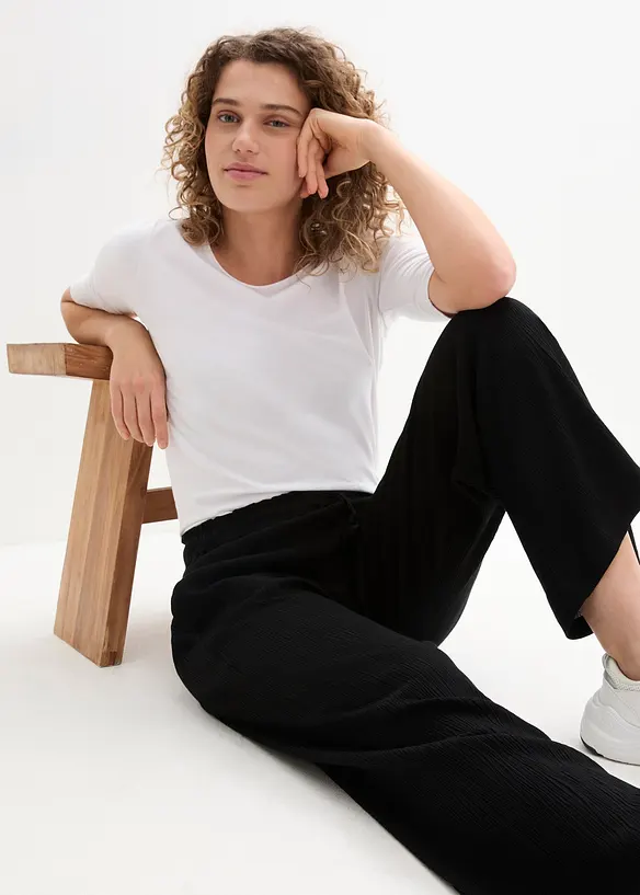 Pantaloni a palazzo in pura viscosa, bonprix