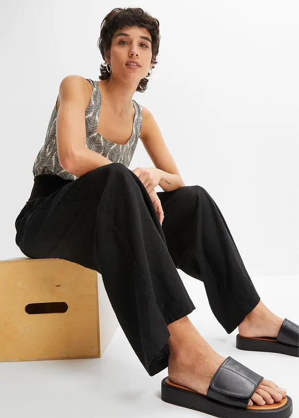 Pantaloni larghi in misto lino fresco e leggero, bonprix