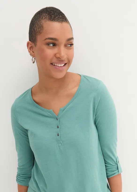 Maglia con bottoncini in puro cotone biologico, bonprix
