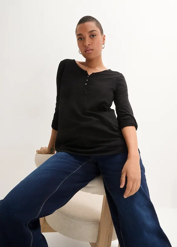 Maglia con bottoncini in puro cotone biologico, bonprix