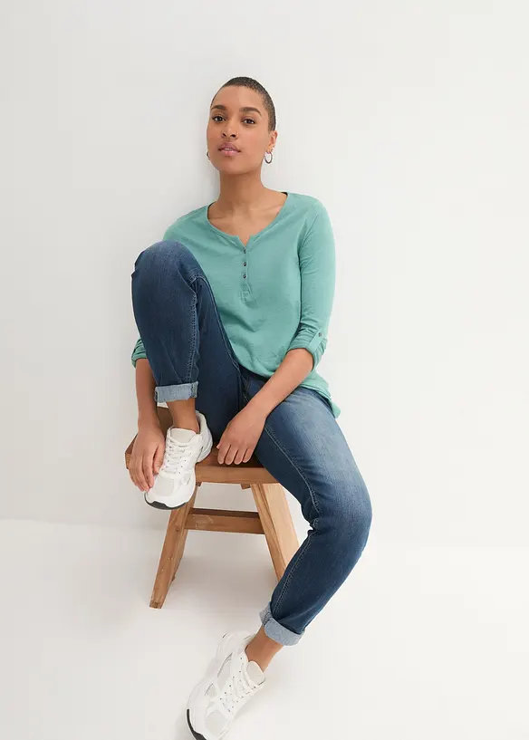 Maglia con bottoncini in puro cotone biologico, bonprix