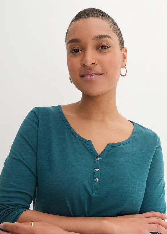 Maglia con bottoncini in puro cotone biologico, bonprix