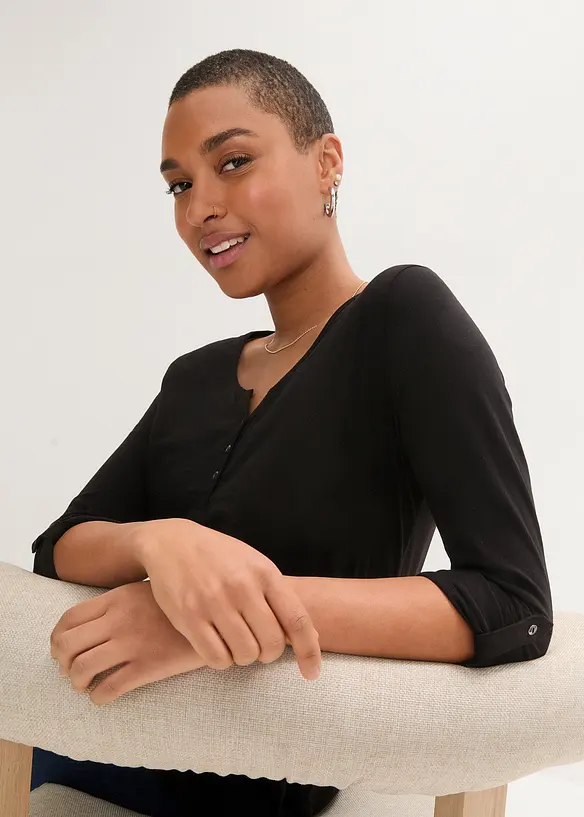 Maglia con bottoncini in puro cotone biologico, bonprix