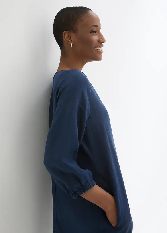 Abito in puro lino con maniche a 3/4, bonprix