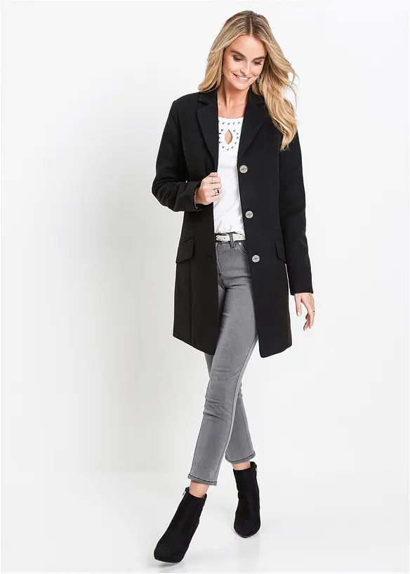 Cappotto taglio blazer in simil lana, bonprix