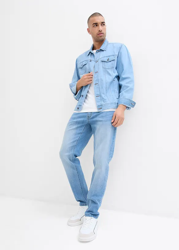 Jeans elasticizzati leggeri straight con elastico in vita, regular fit (pacco da 2 paia), bonprix