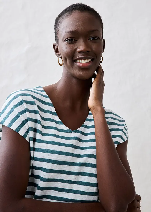 Maglia in puro lino con maniche a pipistrello, bonprix