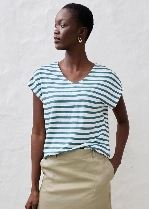 Maglia in puro lino con maniche a pipistrello, bonprix