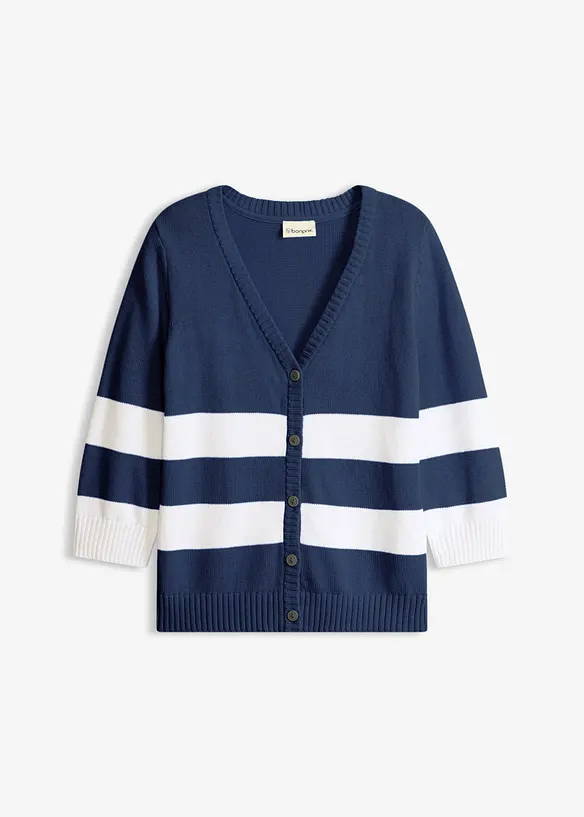 Cardigan in maglia di cotone a righe, bonprix