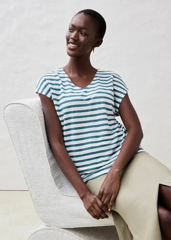 Maglia in puro lino con maniche a pipistrello, bonprix