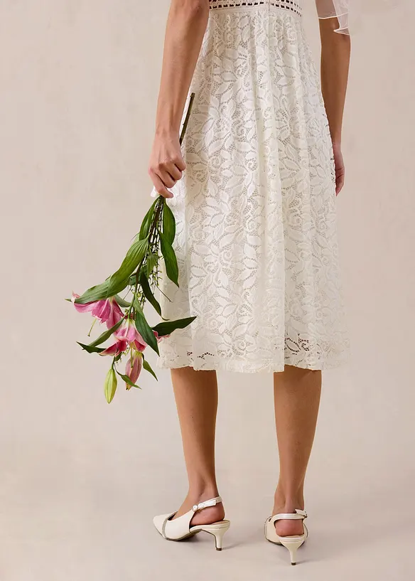 Abito in pizzo con inserto effetto uncinetto in vita, bonprix