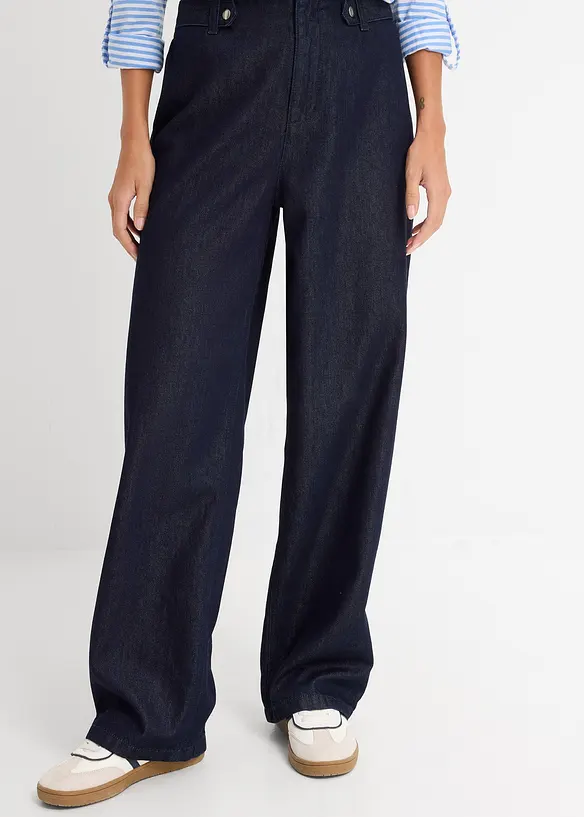 Jeans straight loose fit, vita alta, bonprix