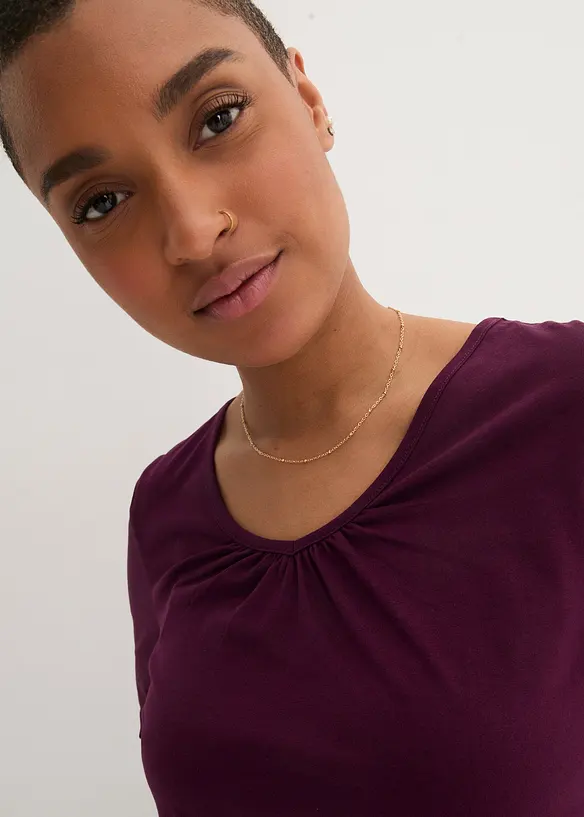 Maglia a maniche lunghe in puro cotone con elastico, bonprix