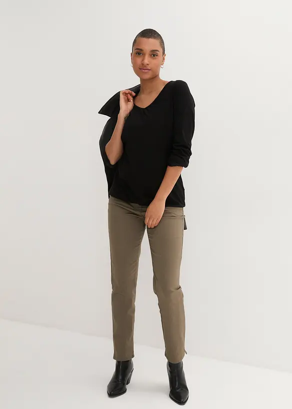 Maglia a maniche lunghe in puro cotone con elastico, bonprix