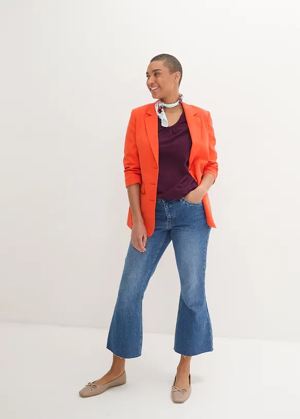 Maglia a maniche lunghe in puro cotone con elastico, bonprix