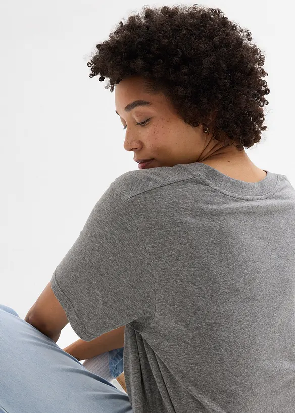 Maglia lunga e larga con scollo a V e maniche corte (pacco da 5), bonprix