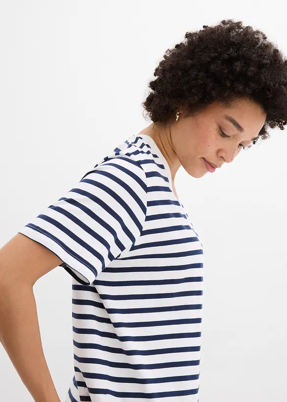 Maglia lunga e larga con scollo a V e maniche corte (pacco da 5), bonprix