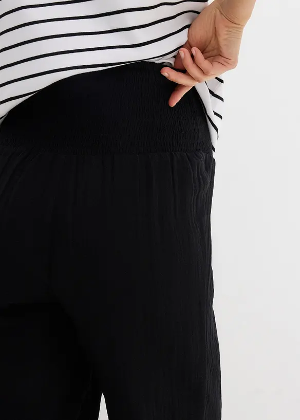 Pantaloni pr&eacute;maman 2 in 1 in mussola di puro cotone, bonprix