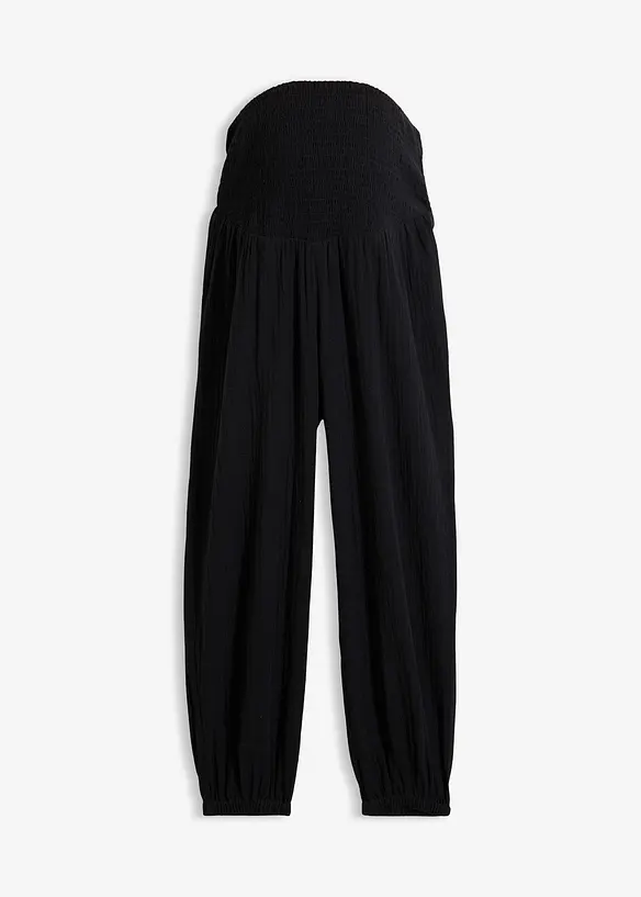 Pantaloni pr&eacute;maman 2 in 1 in mussola di puro cotone, bonprix