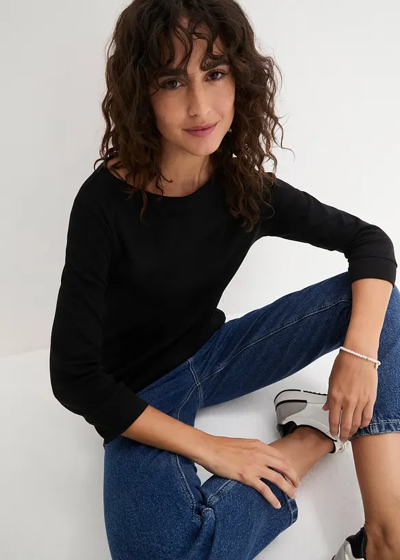 Maglia a maniche lunghe in puro cotone biologico, bonprix