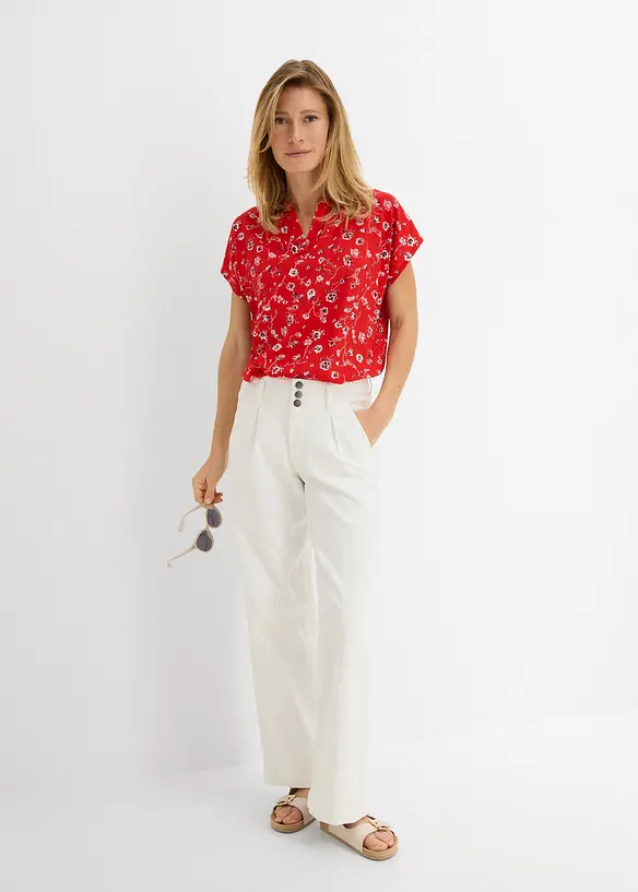 Jeans wide leg cropped con girovita comodo, vita alta, bonprix