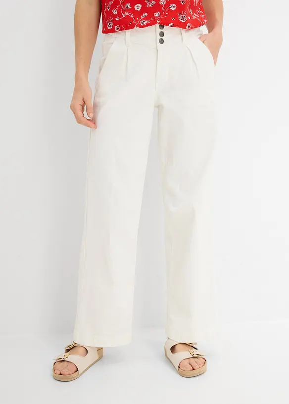 Jeans wide leg cropped con girovita comodo, vita alta, bonprix