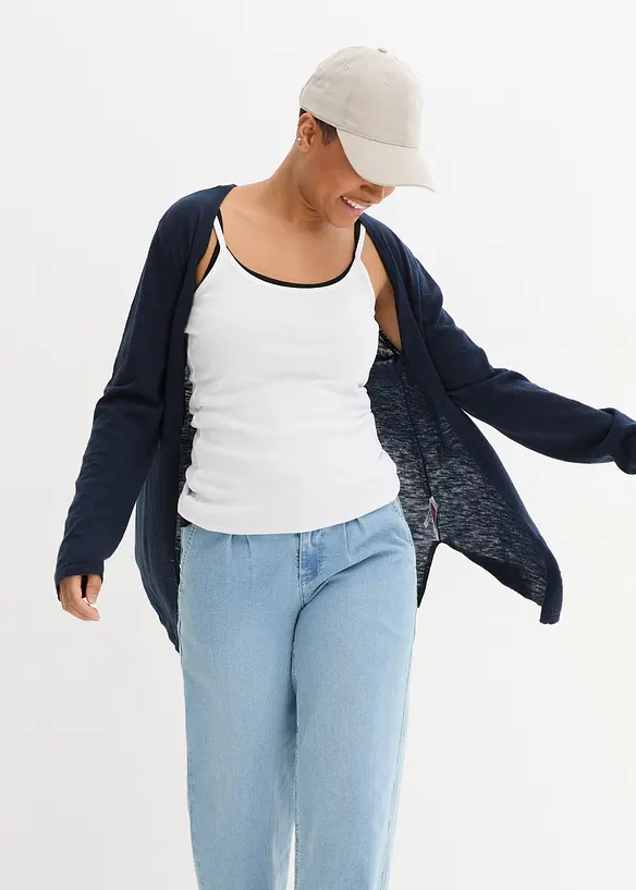 Cardigan in puro cotone fiammato leggero, bonprix