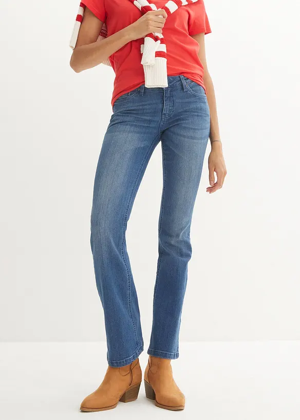 Jeans bootcut elasticizzati, vita media, bonprix