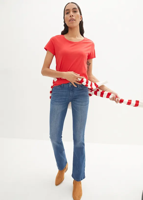 Jeans bootcut elasticizzati, vita media, bonprix