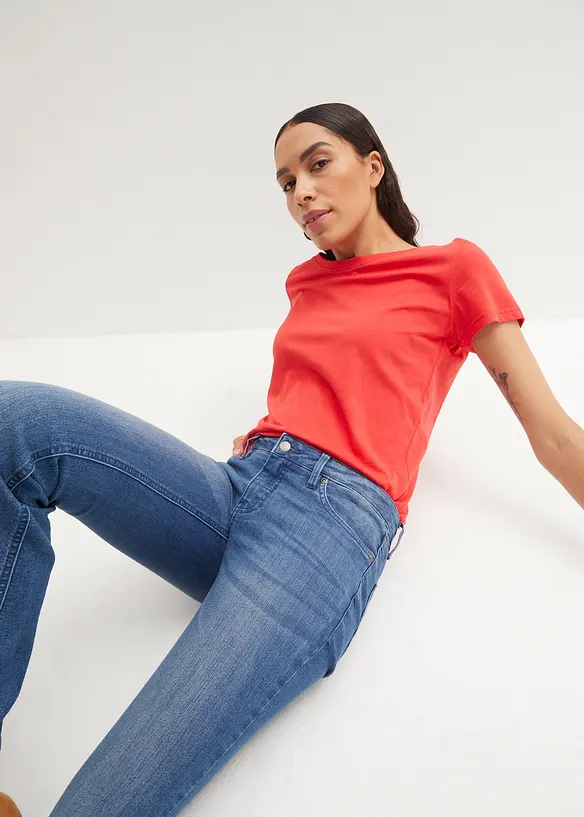 Jeans bootcut elasticizzati, vita media, bonprix