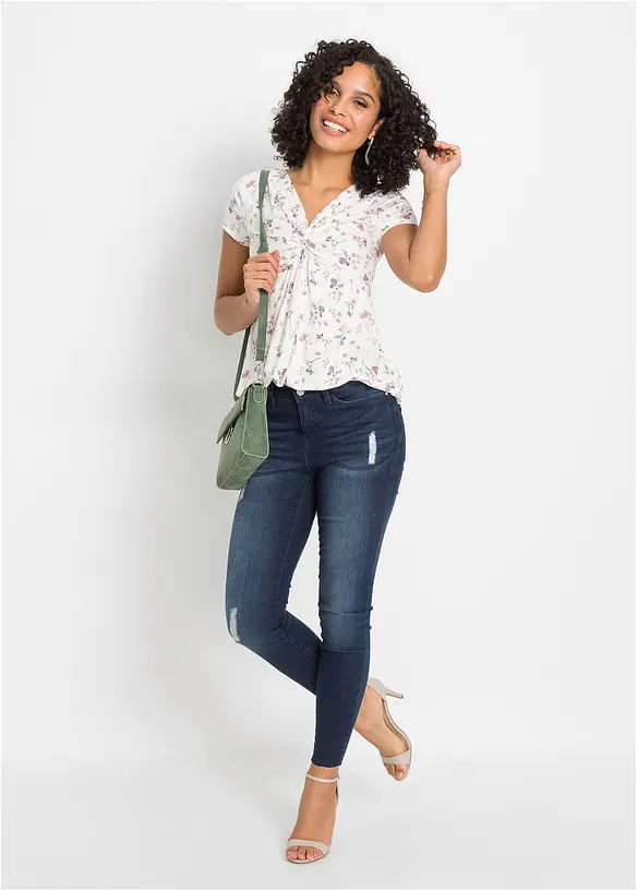 Jeans skinny cropped, vita media, bonprix