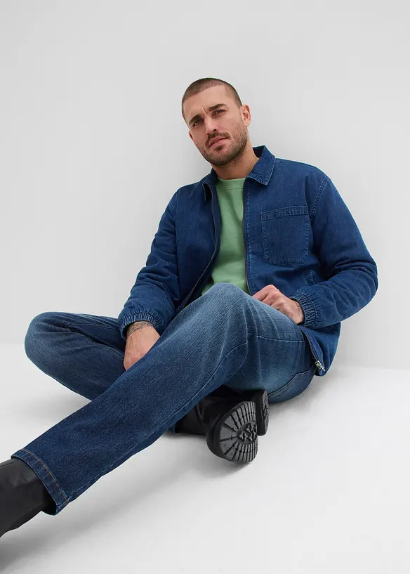 Jeans elasticizzati leggeri straight con elastico in vita, regular fit (pacco da 2 paia), bonprix