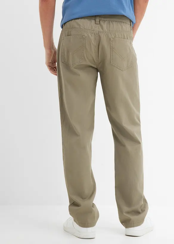 Pantaloni regular fit in twill di puro cotone, straight, bonprix