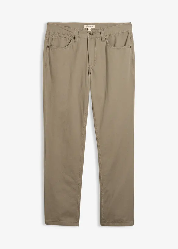 Pantaloni regular fit in twill di puro cotone, straight, bonprix