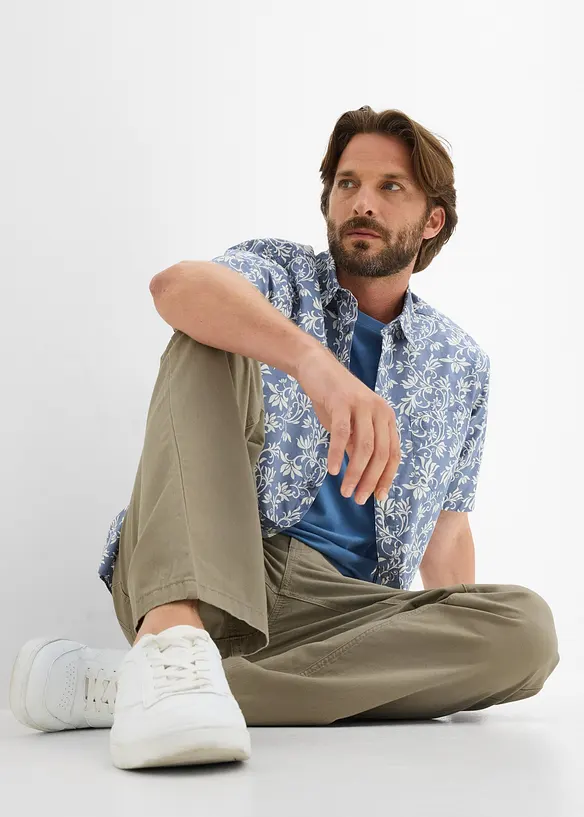 Pantaloni regular fit in twill di puro cotone, straight, bonprix