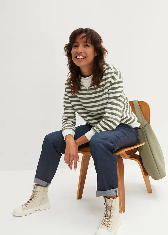 Jeans con elastico in vita straight, vita alta (pacco da 2), bonprix