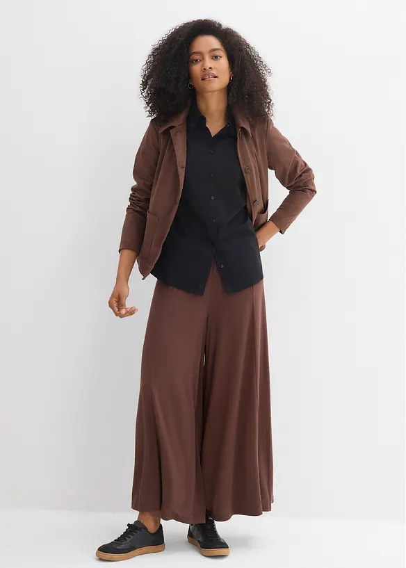 Camicetta elasticizzata a maniche corte in misto cotone, bonprix