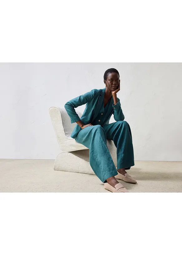 Pantaloni con pinces in puro lino, bonprix