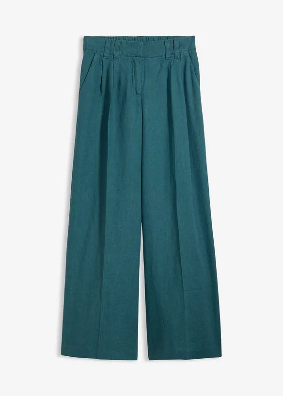 Pantaloni con pinces in puro lino, bonprix