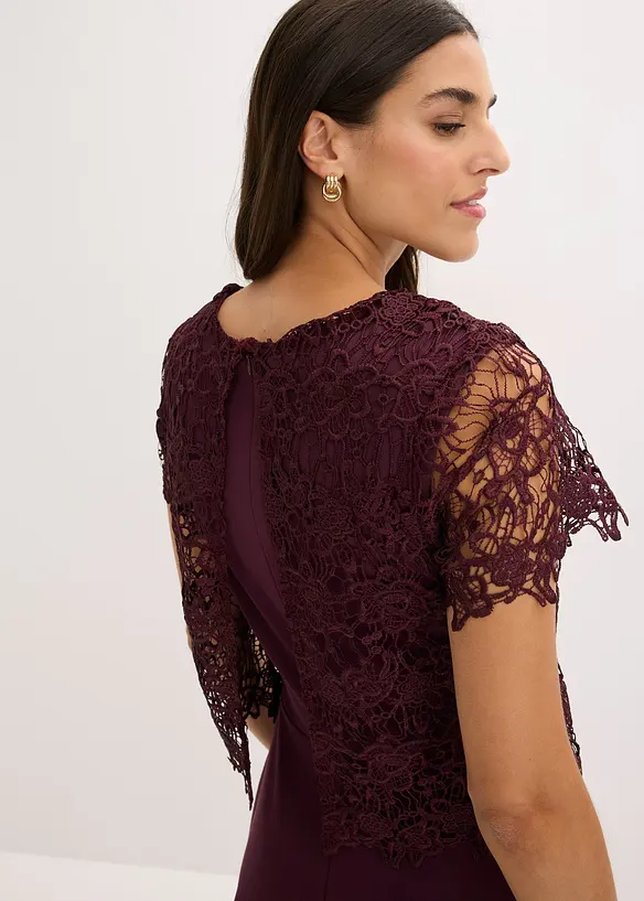 Abito midi con pizzo, bonprix