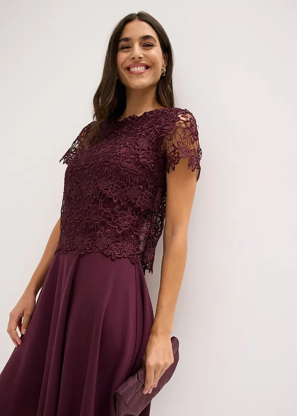 Abito midi con pizzo, bonprix