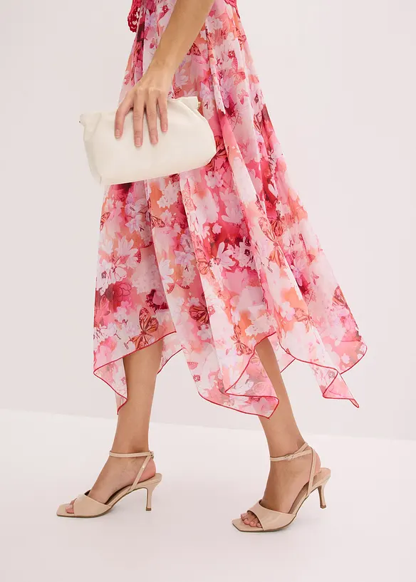 Abito in chiffon con pizzo fine, bonprix