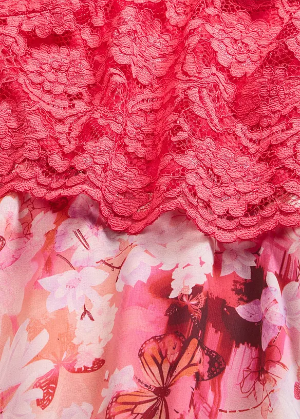 Abito in chiffon con pizzo fine, bonprix