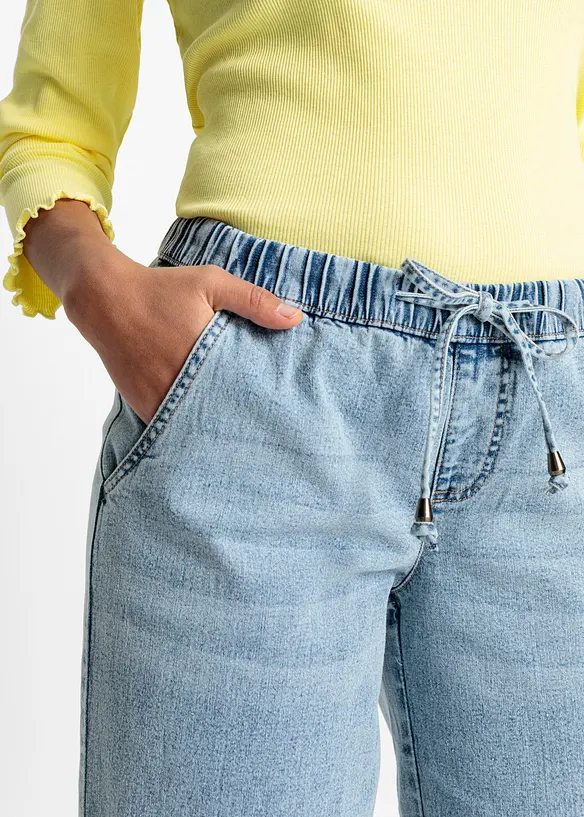 Jeans barrel shape con comodo elastico, vita media, bonprix