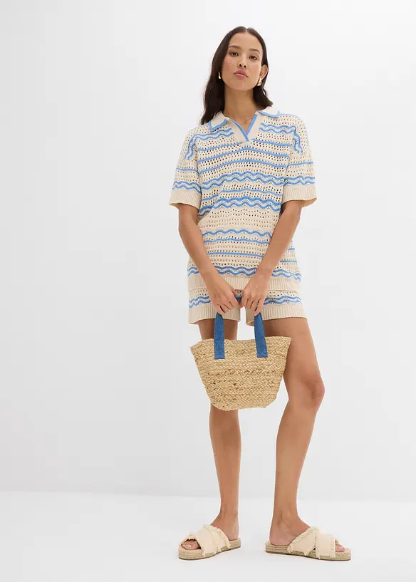 T-shirt oversize in maglia di misto lino e cotone fresco, bonprix