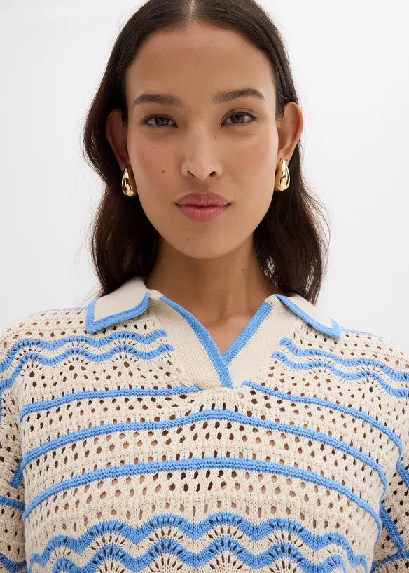 T-shirt oversize in maglia di misto lino e cotone fresco, bonprix