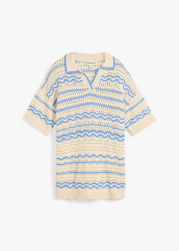 T-shirt oversize in maglia di misto lino e cotone fresco, bonprix