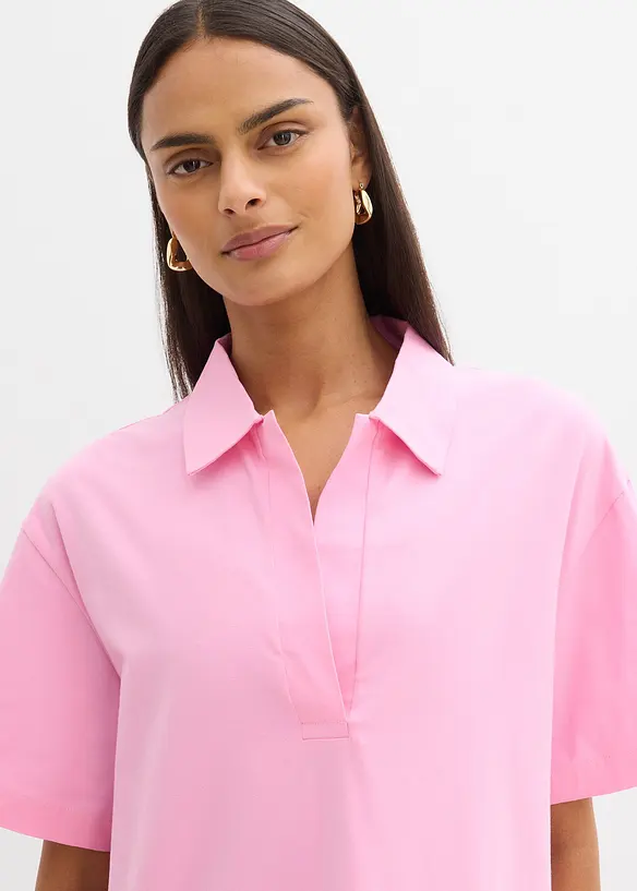 Abito chemisier in misto cotone biologico elasticizzato, bonprix