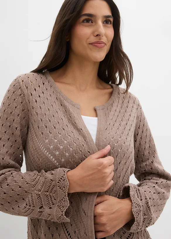 Cardigan traforato in puro cotone, bonprix